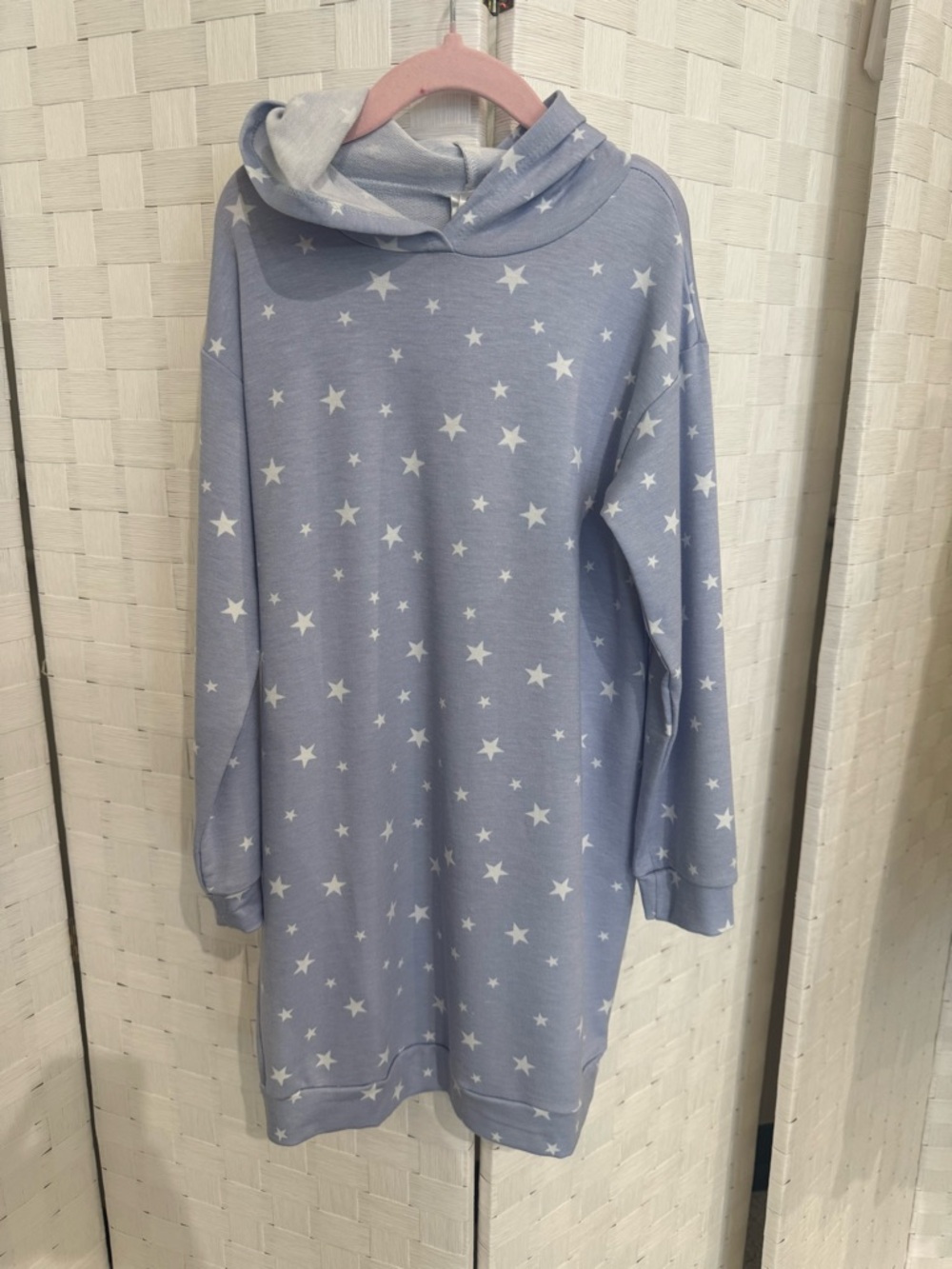 Source Unknown Light Blue Star Hooded Kids Dress